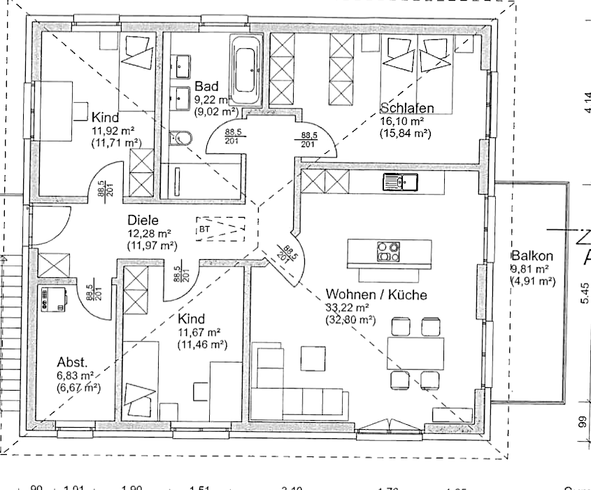 Grundriss Obergeschoss, Wohnung 2